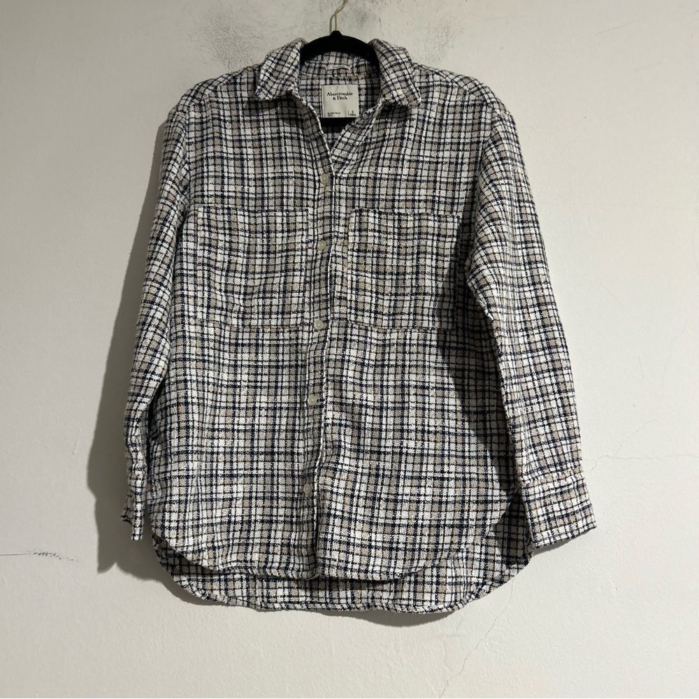 Abercrombie & Fitch Plaid Oversized Button Front Shirt Jacket Small